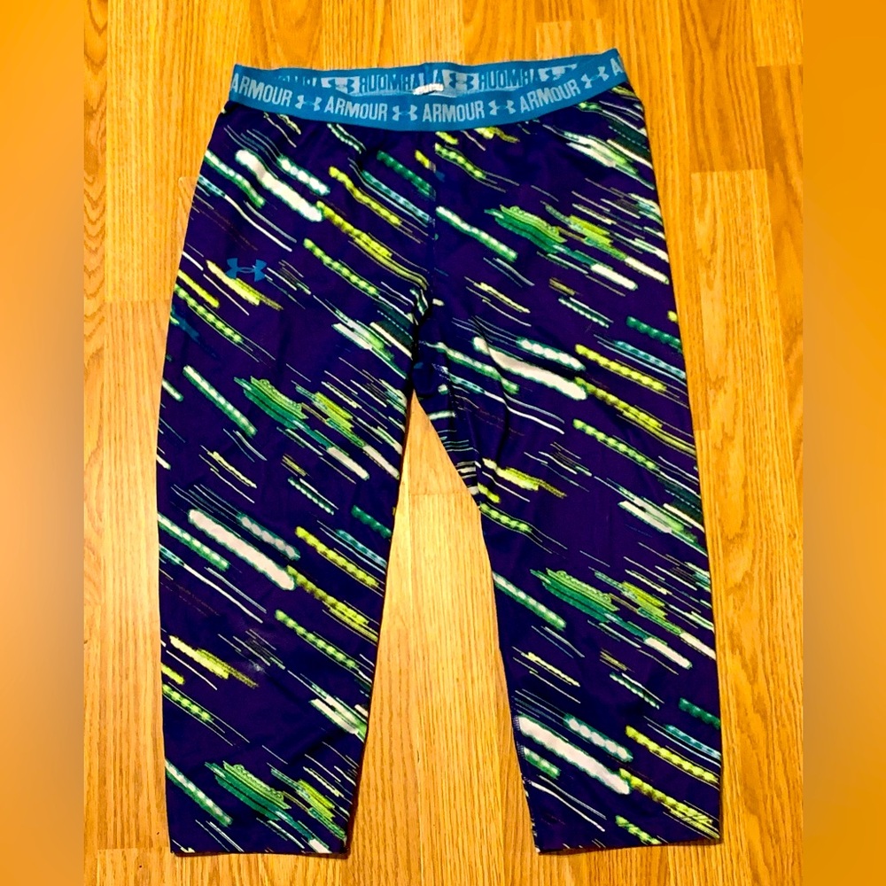Under Armour Royal Blue w/Lime Green & White Accents Athletic Pants Adult Small